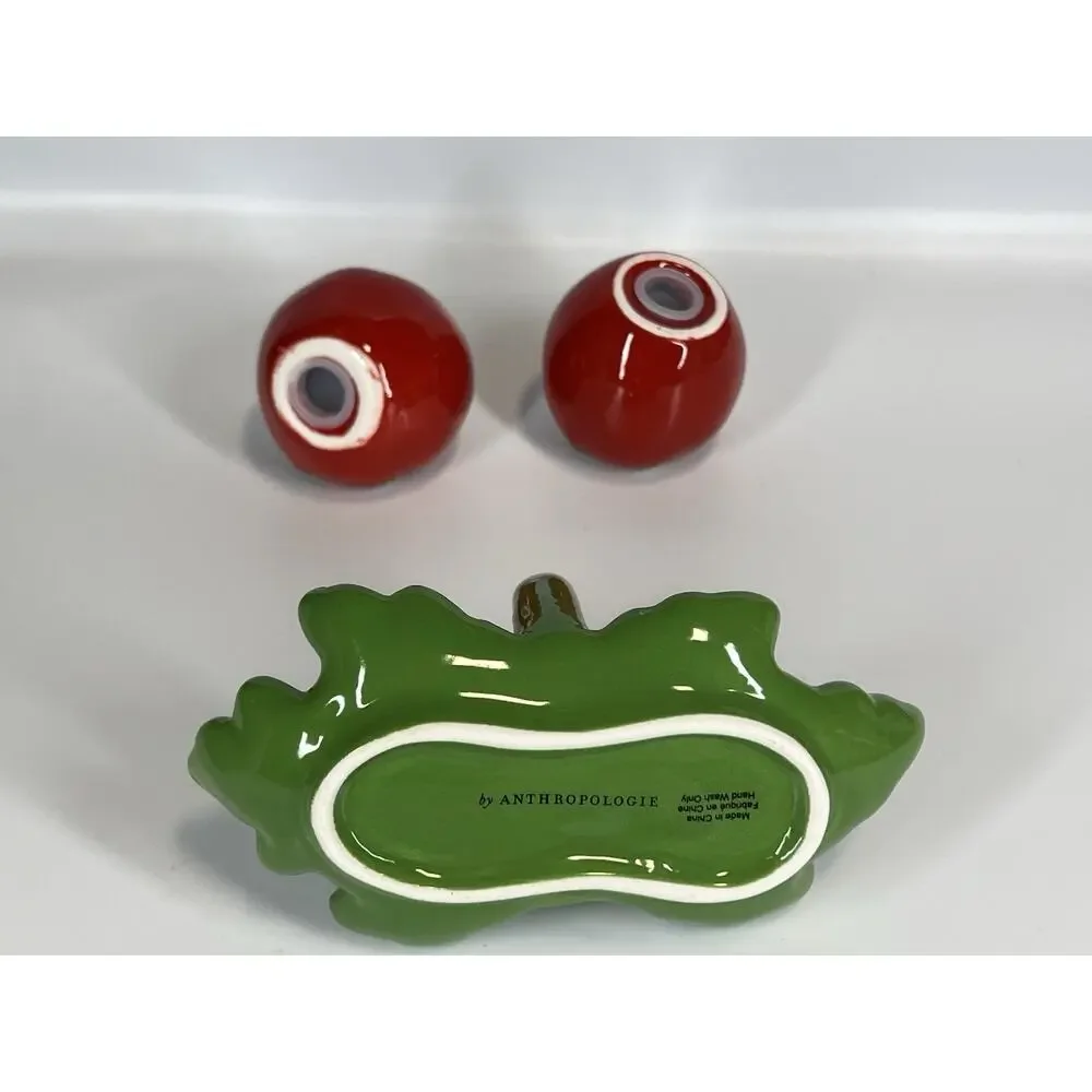 Anthropologie Tomato Dolomite Salt and Pepper Shakers Stoneware NIB